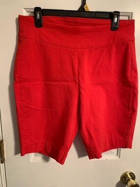 Larry Levine Red Bermuda Shorts with Stretch Waistband